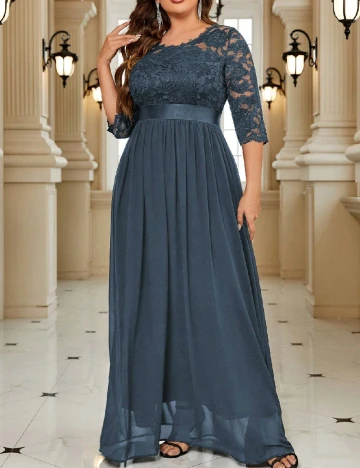 Rochie lunga Miusol Plus Size, albastru