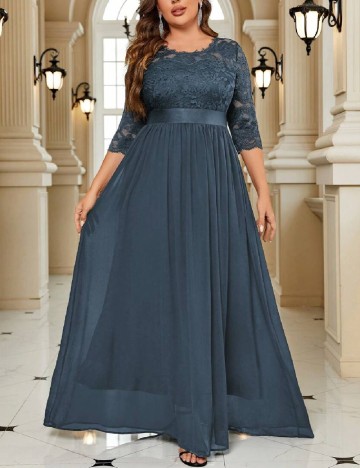 Rochie lunga Miusol Plus Size, albastru
