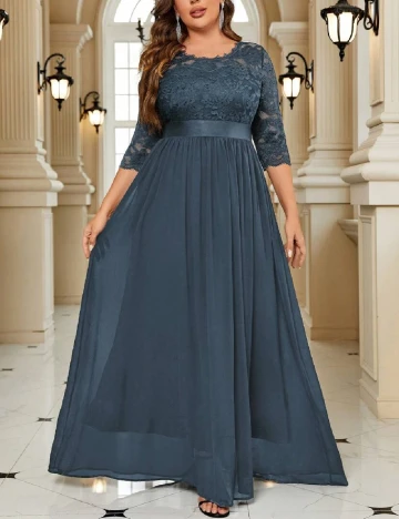 Rochie lunga Miusol Plus Size, albastru