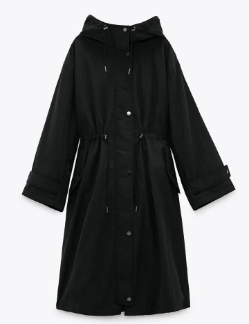 Trench Zara, negru, XS-S Negru