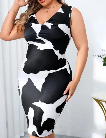 Rochie scurta SHEIN CURVE, negru/alb