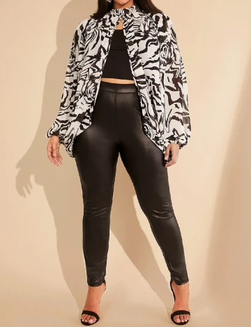 Top SHEIN CURVE, alb/negru