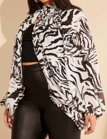 Top SHEIN CURVE, alb/negru