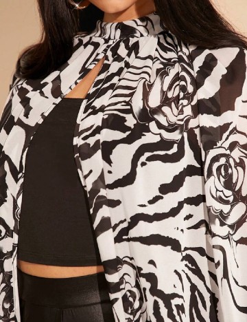 Top SHEIN CURVE, alb/negru