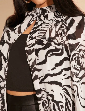 Top SHEIN CURVE, alb/negru