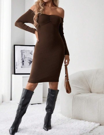 Rochie scurta SHEIN Maternity, maro