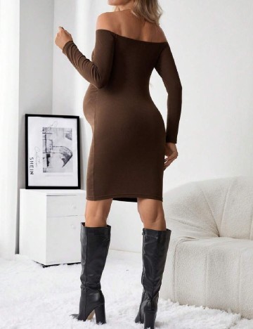 Rochie scurta SHEIN Maternity, maro