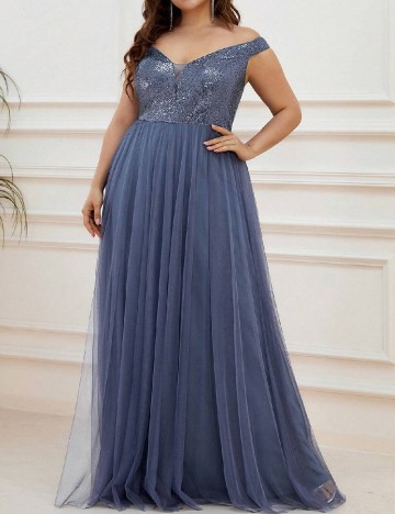 
						Rochie lunga Ever-Pretty Plus Size, albastru