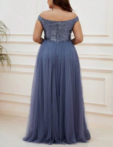 Rochie lunga Ever-Pretty Plus Size, albastru