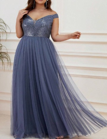 Rochie lunga Ever-Pretty Plus Size, albastru