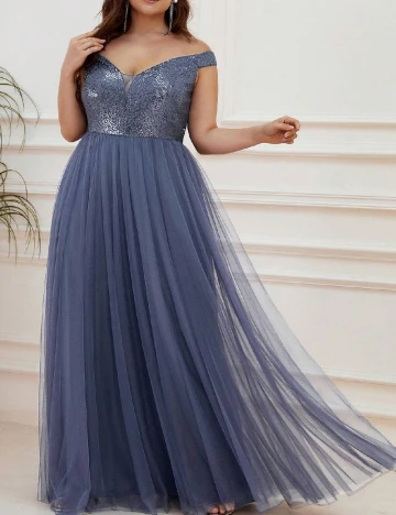 Rochie lunga Ever-Pretty Plus Size, albastru