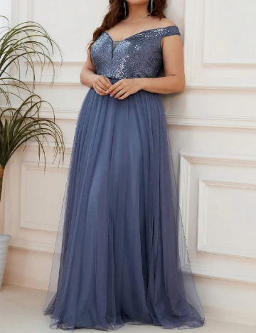 Rochie lunga Ever-Pretty Plus Size, albastru