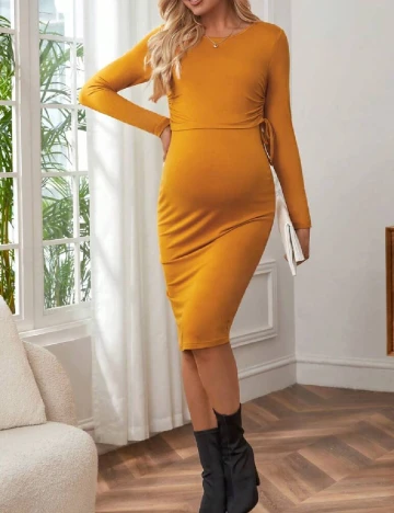 Rochie medie SHEIN Maternity, galben