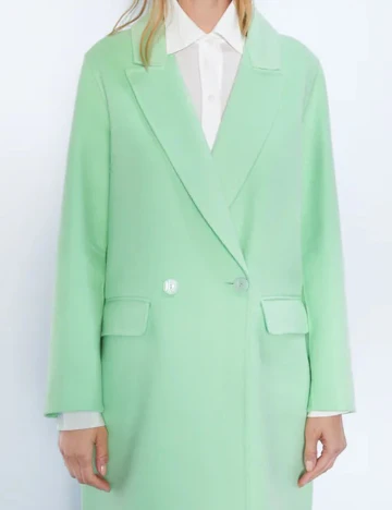 Palton Zara, verde pastel, XS