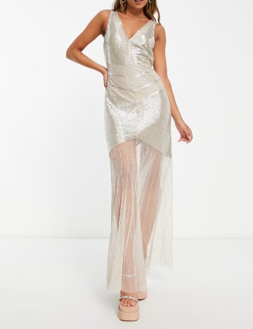 
						Rochie lunga Miss Selfridge, bej