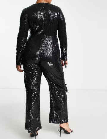 Salopeta IN THE STYLE Plus Size, negru
