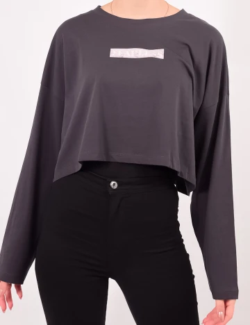 Bluza Noisy May, gri inchis, M Gri