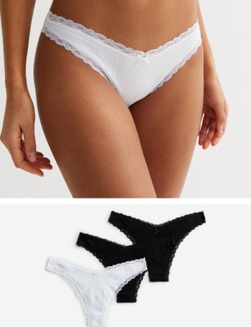 
						Set chiloti New look, alb/negru