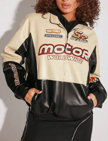 Jacheta SHEIN, crem/negru Crem