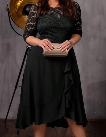 Rochie medie Miusol Plus Size, negru