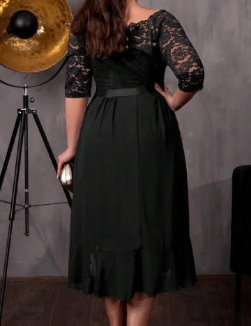 Rochie medie Miusol Plus Size, negru