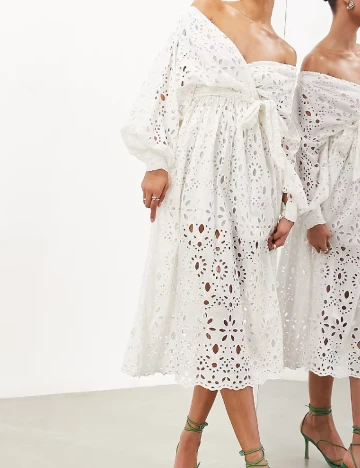 Rochie medie ASOS, alb