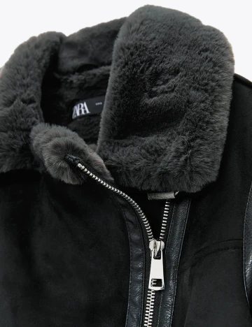 Geaca Zara, negru/gri, XL