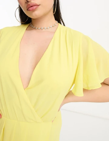 Rochie lunga TFNC London Plus Size, galben