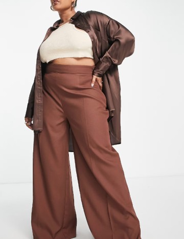 Pantaloni IN THE STYLE Plus Size, maro