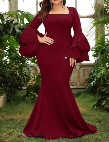Rochie lunga Faeriesty Plus Size, rosu