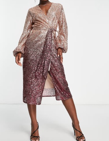 Rochie medie Style Cheat, crem/visiniu