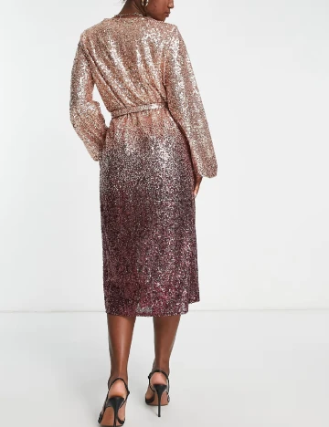 Rochie medie Style Cheat, crem/visiniu