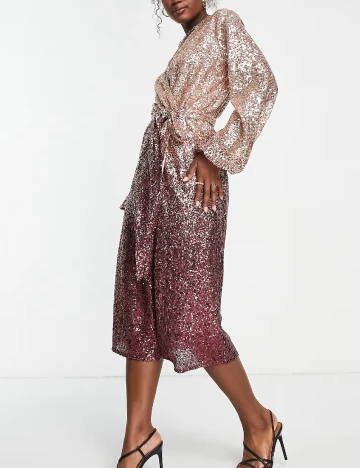 Rochie medie Style Cheat, crem/visiniu