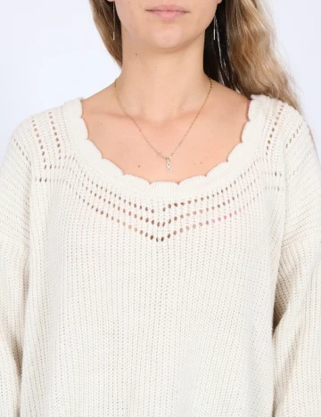 Pulover Oversize SHEIN, ecru