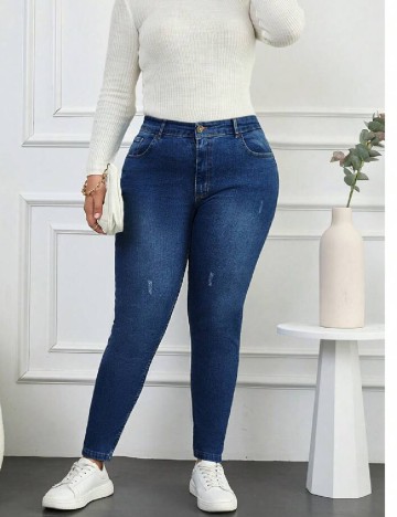 
						Blugi SHEIN CURVE, bleumarin