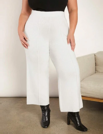 Pantaloni SHEIN CURVE, alb