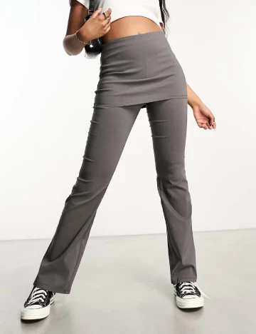 Pantaloni Pull&Bear, gri petrol