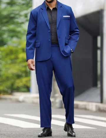 Costum SHEIN Plus Size Men, bleumarin Albastru