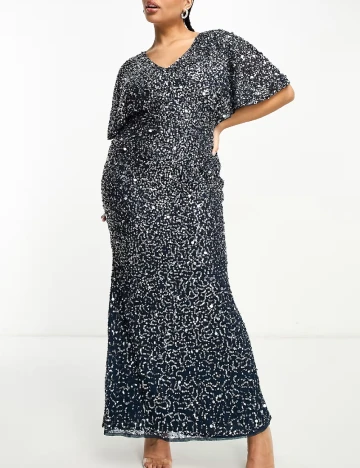 Rochie lunga Beauut Plus Size, bleumarin