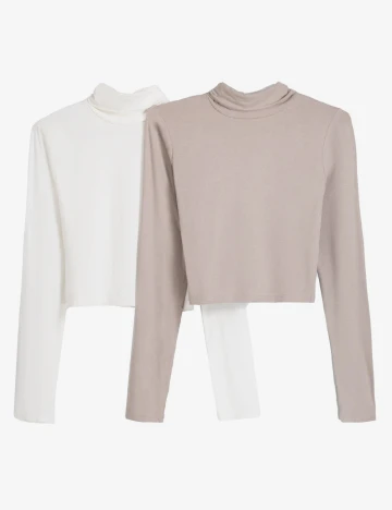 Set topuri 2 bucati Bershka, alb/maro Alb