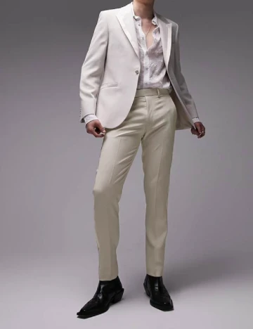 Pantaloni Topman, crem
