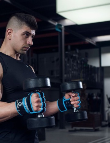 Manusi de fitness IVISPORTS, negru/albastru