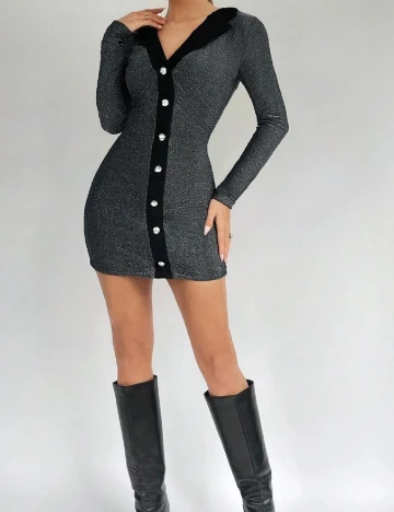 Rochie scurta SHEIN, gri inchis