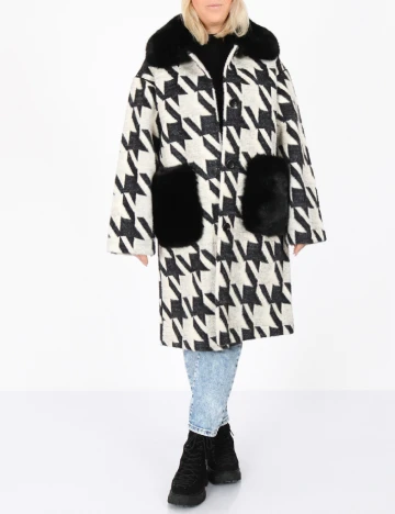 Palton reversibil No-l-ita, alb/negru