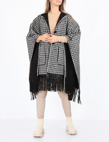
						Poncho reversibil No-l-ita, alb/negru