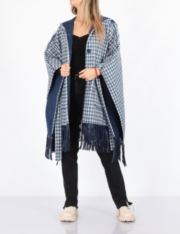 
						Poncho reversibil No-l-ita, alb/albastru