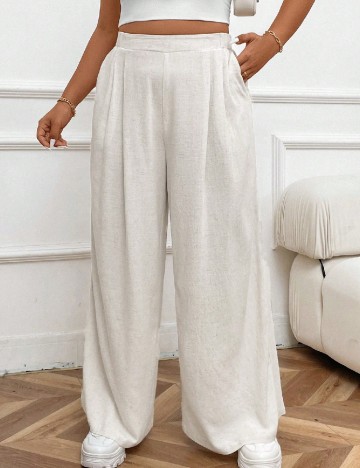 Pantaloni SHEIN CURVE, ecru