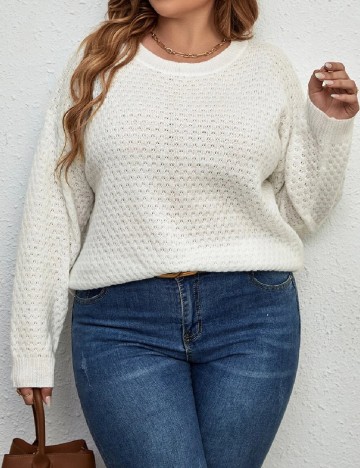 
						Pulover SHEIN CURVE, alb