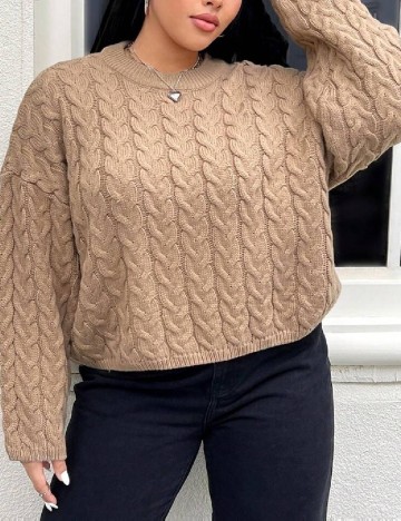 Pulover SHEIN CURVE, maro