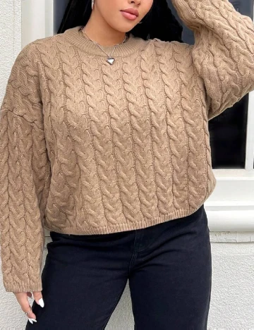 Pulover SHEIN CURVE, maro